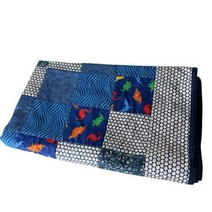 Handmade Patchwork Dinosaur Quilt Child Baby Crib Handcrafted Artisan Blanket